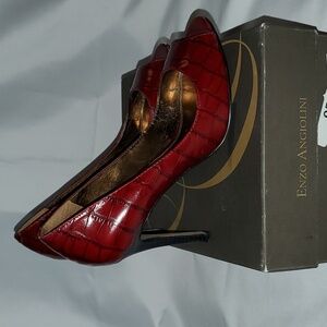 Enzo Agiolini Dark Red Peep Toe Heels - Size 5